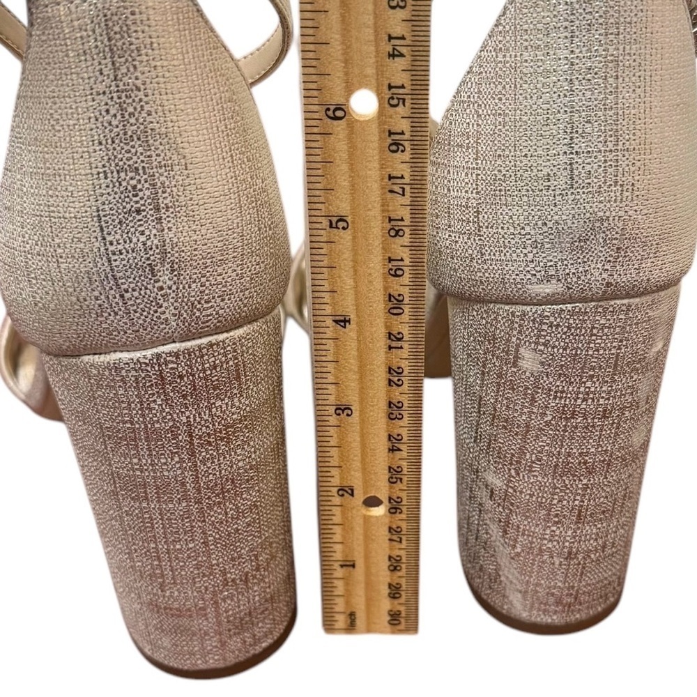Sam Edelman Women’s Yaro Sandals Size 10.5 Metallic gold Ankle Strap Shelf pull - Picture 12 of 13